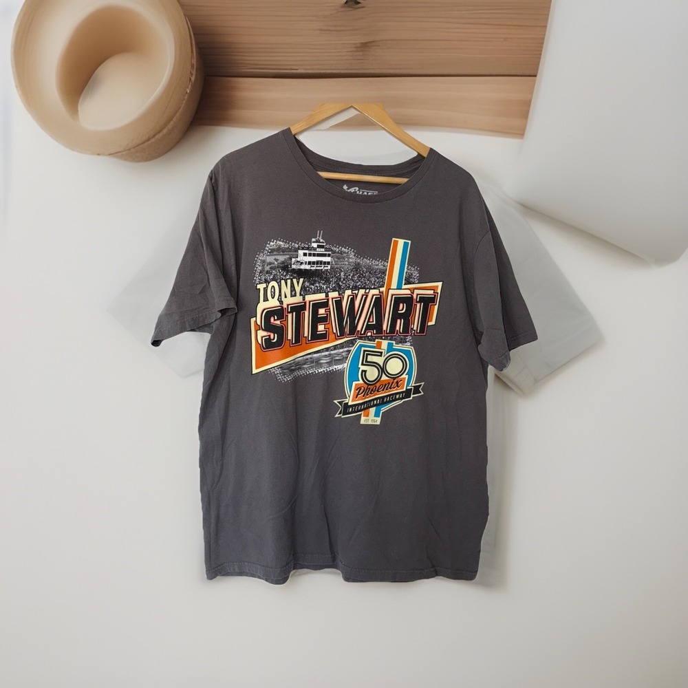 NASCAR Tony Stewart 50 Phoenix Chase Authentic Gray Men's T Shirt Size XL